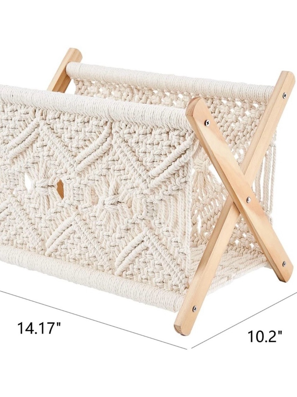 Macrame Magazine Holder Rack Boho Storage Standing Rack Book Newspaper Decor - Picture 3 of 14
